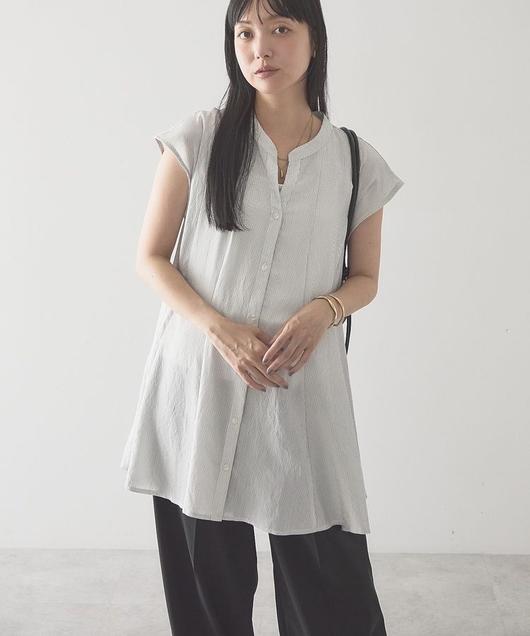AMERICAN HOLIC「【接触冷感】フレンチスリーブフレアスキッパーブラウス」|シャツ・ブラウス|
