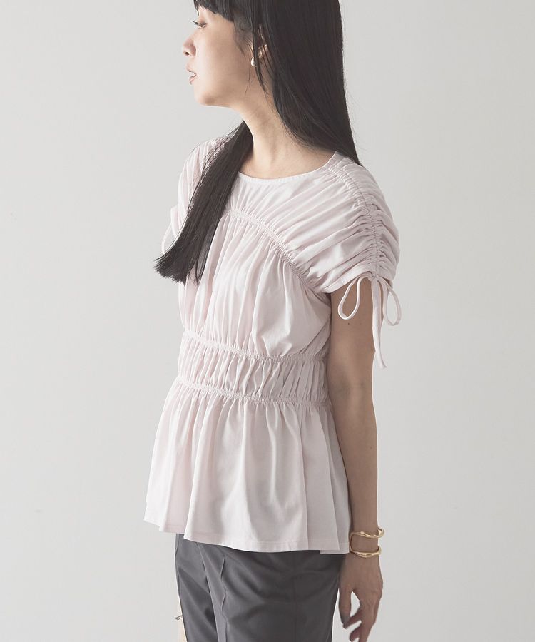 AMERICAN HOLIC「【接触冷感】シャーリングショルダーリボンプルオーバー」|Tシャツ・カットソー|