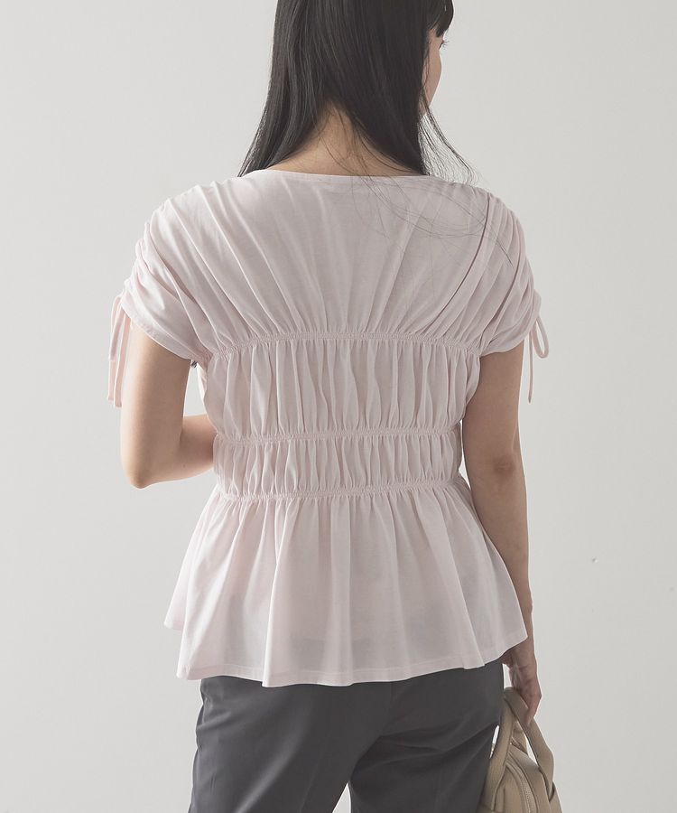 AMERICAN HOLIC「【接触冷感】シャーリングショルダーリボンプルオーバー」|Tシャツ・カットソー|