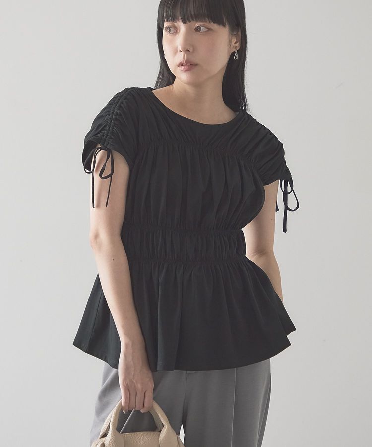 AMERICAN HOLIC「【接触冷感】シャーリングショルダーリボンプルオーバー」|Tシャツ・カットソー|