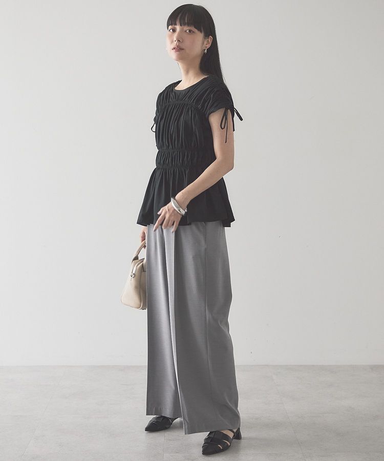 AMERICAN HOLIC「【接触冷感】シャーリングショルダーリボンプルオーバー」|Tシャツ・カットソー|