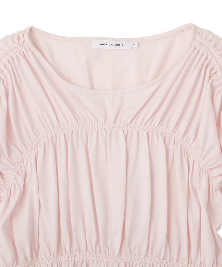 AMERICAN HOLIC「【接触冷感】シャーリングショルダーリボンプルオーバー」|Tシャツ・カットソー|