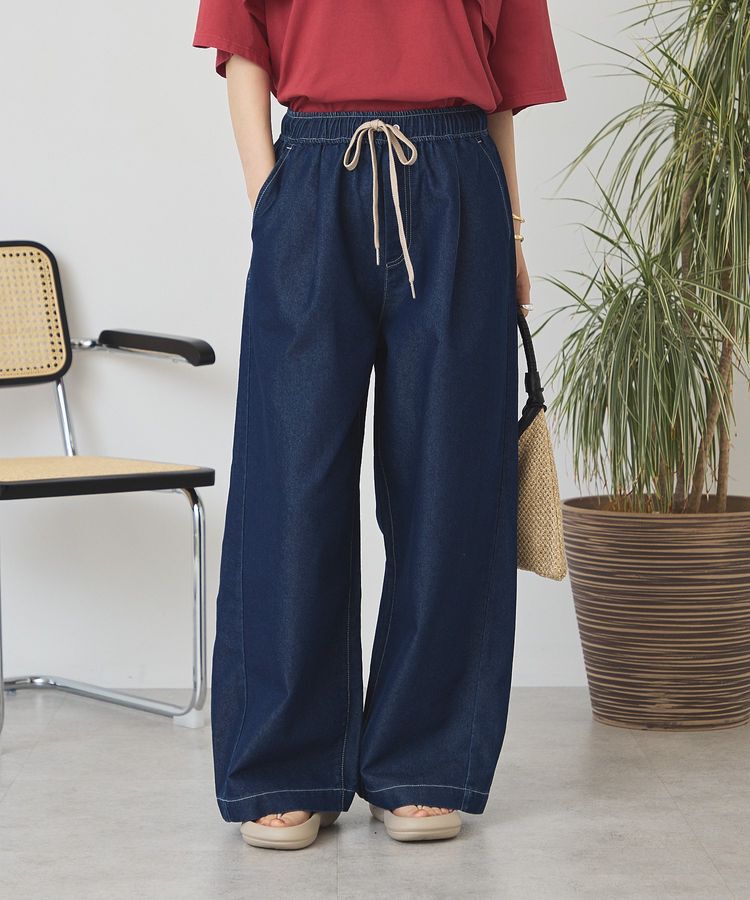 AMERICAN HOLIC「【接触冷感】イージーデニムワイドパンツ」|デニム|Indigo