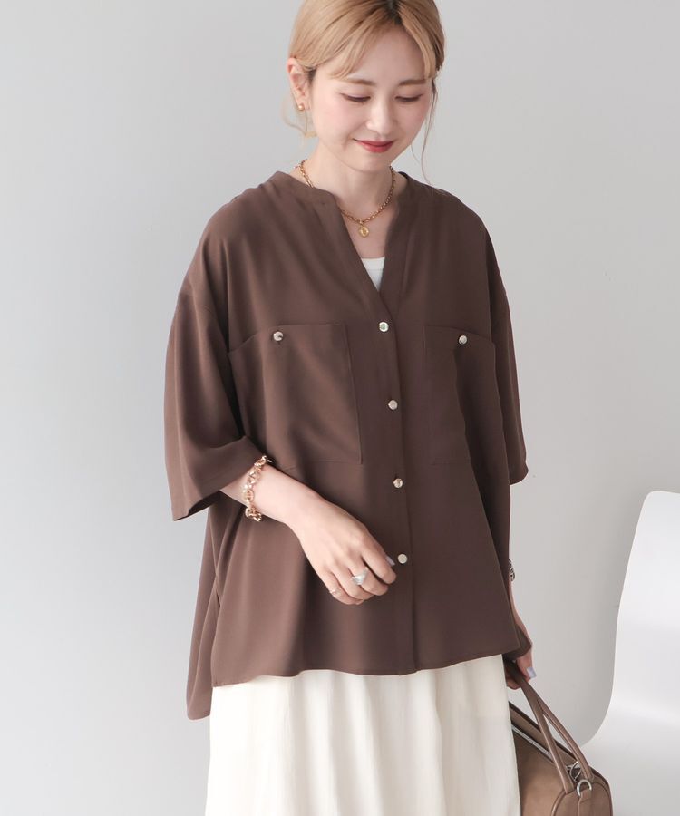 AMERICAN HOLIC「【WEB限定】ミリタリーWポケットスキッパーシャツ」|シャツ・ブラウス|Brown