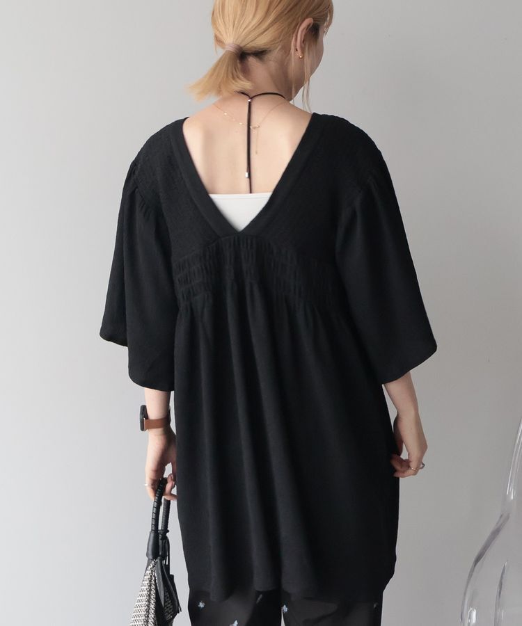 AMERICAN HOLIC「【WEB限定】前後2WAYVネックシャーリングチュニックブラウス【吸水速乾・イージーケア】」|Tシャツ・カットソー|