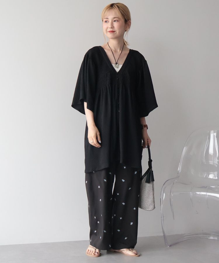 AMERICAN HOLIC「【WEB限定】前後2WAYVネックシャーリングチュニックブラウス【吸水速乾・イージーケア】」|Tシャツ・カットソー|