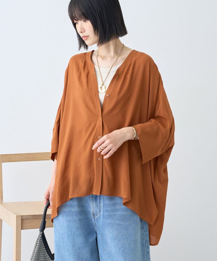 AMERICAN HOLIC「【接触冷感】Vネックポンチョシャツ2」|シャツ・ブラウス|