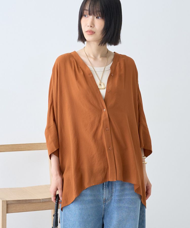AMERICAN HOLIC「【接触冷感】Vネックポンチョシャツ2」|シャツ・ブラウス|