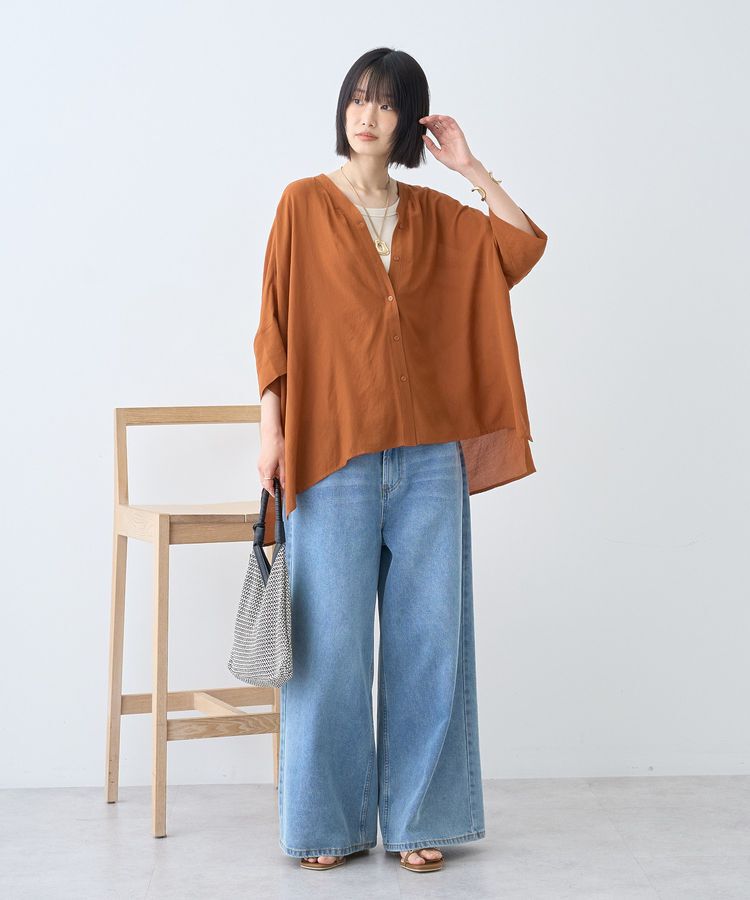 AMERICAN HOLIC「【接触冷感】Vネックポンチョシャツ2」|シャツ・ブラウス|