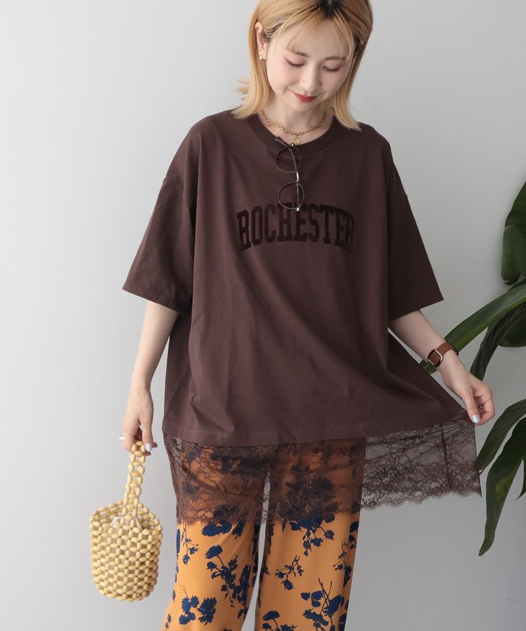 AMERICAN HOLIC「カレッジロゴレースドッキングTシャツ」|Tシャツ・カットソー|Mocha