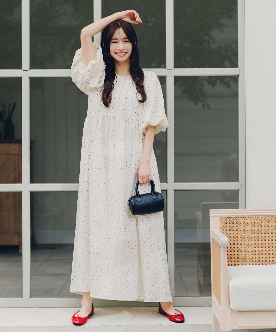 titivate「【赤埴奈津子さんコラボアイテム】エアリーバックリボンワンピース」|ワンピース|