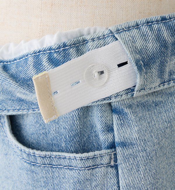  「【XSサイズあり/ウエスト調整可能】ビジュー付きワイドデニム」|その他|