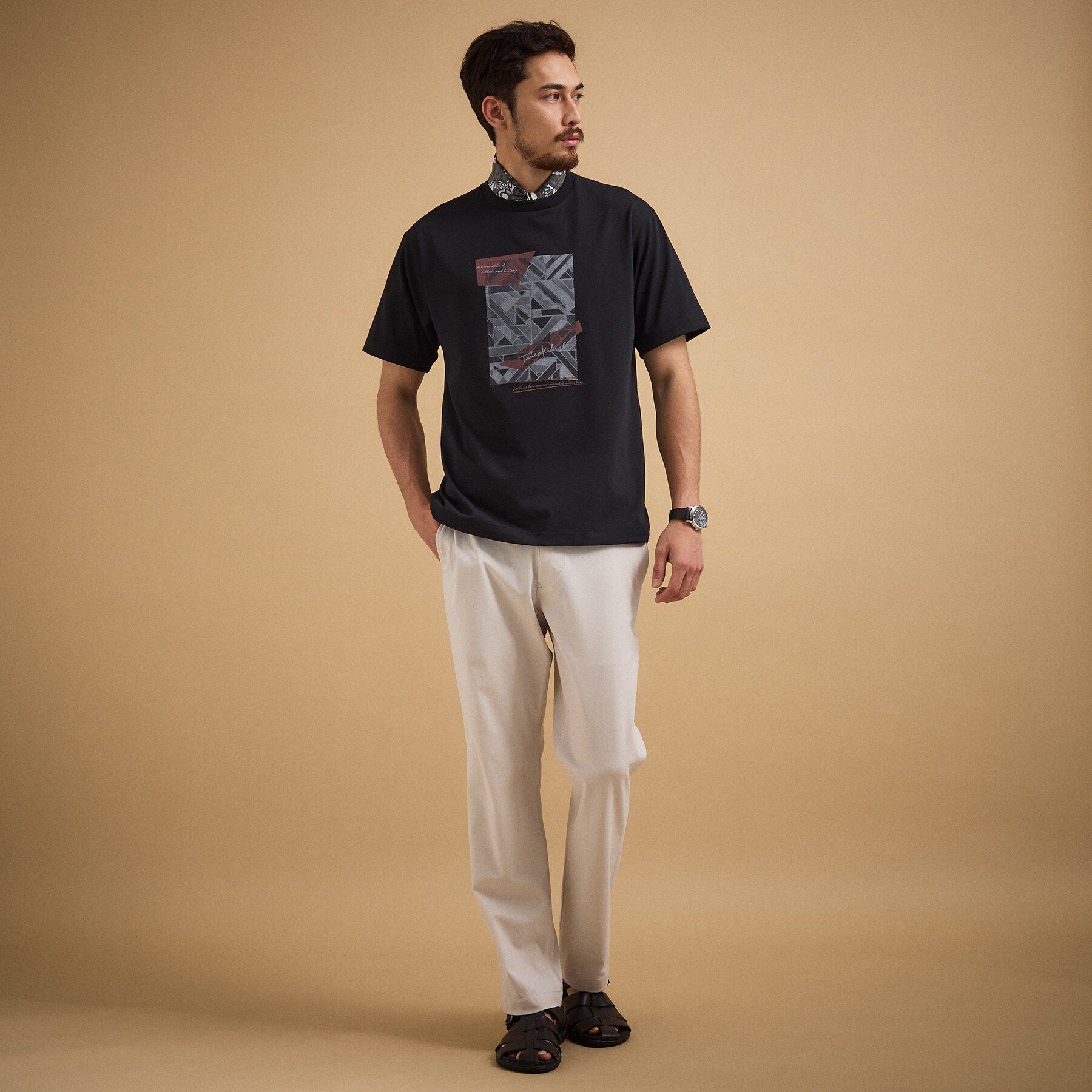 TAKEO KIKUCHI「モノクロタイルTシャツ」|Tシャツ・カットソー|