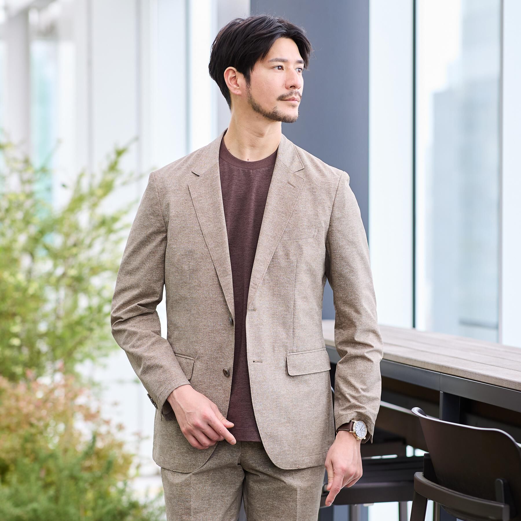 TAKEO KIKUCHI「【汗染み軽減/接触冷感】テーラード Tシャツ」|Tシャツ・カットソー|