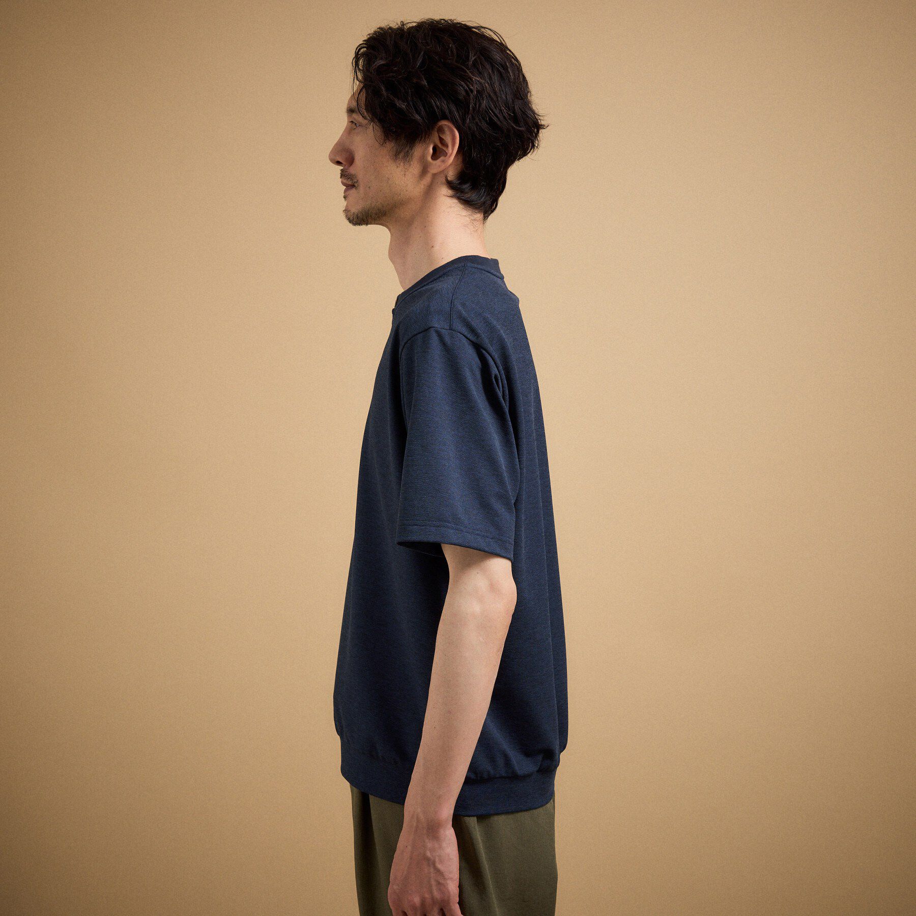 TAKEO KIKUCHI「リネン ライク 鹿の子 ヘンリー ハーフ ヘンリー ネック」|Tシャツ・カットソー|