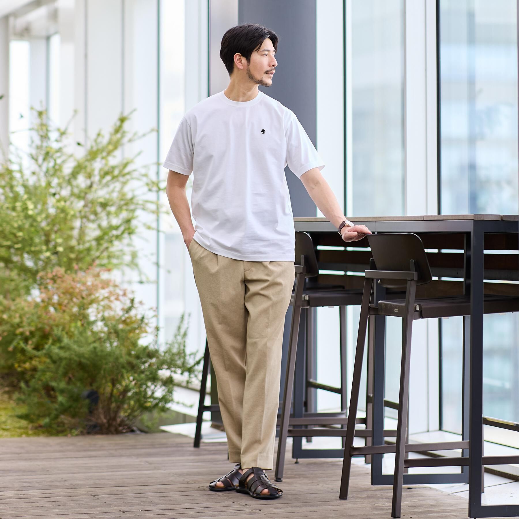 TAKEO KIKUCHI「【日本製】ワンポイント刺繍 半袖Tシャツ」|Tシャツ・カットソー|