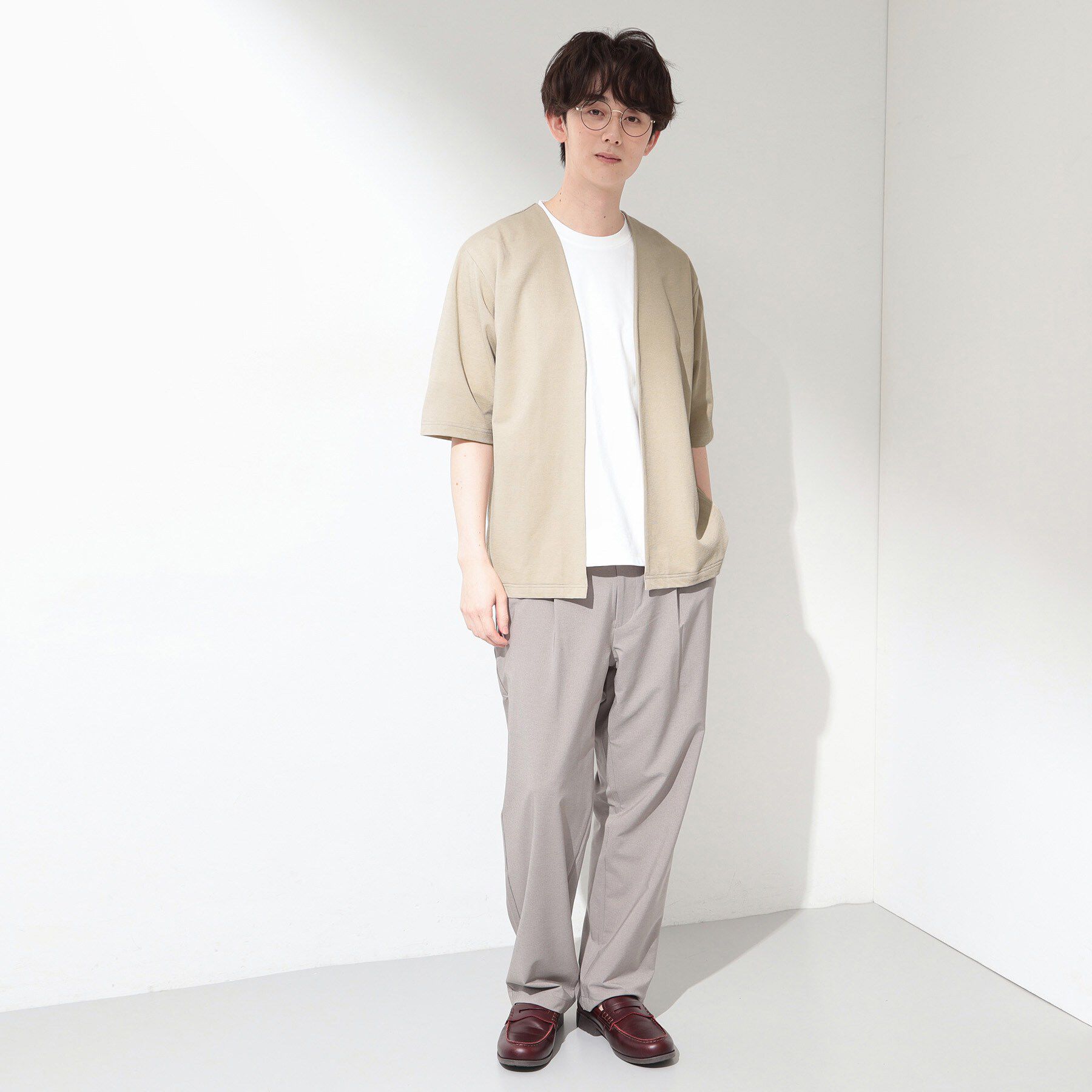 THE SHOP TK「メッシュ五分袖カーディガン＋半袖Tシャツ セットアイテム 洗濯機OK」|カーディガン|