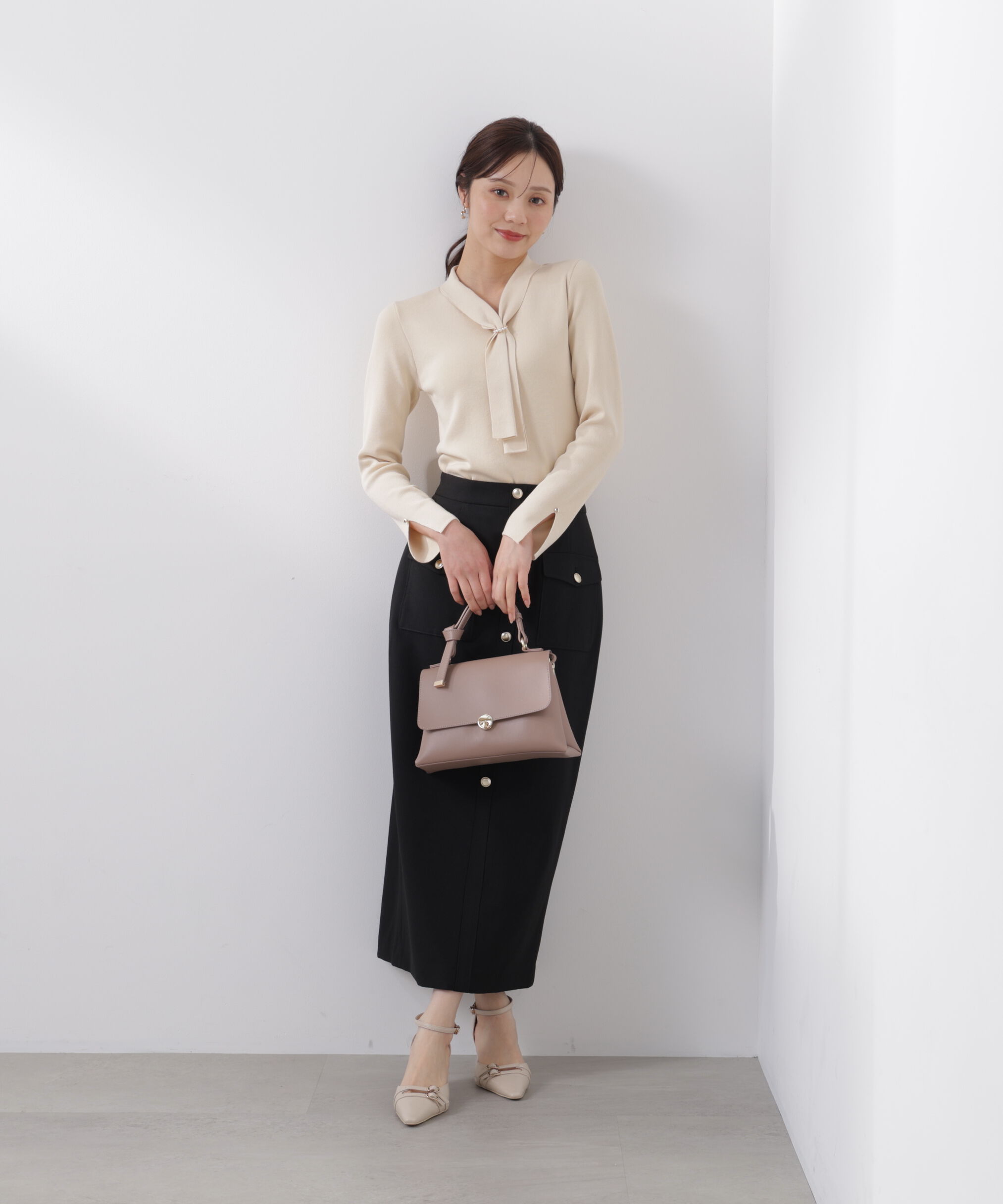 PROPORTION BODY DRESSING「パールリングボウタイニット　　26SS」|ニット・セーター|