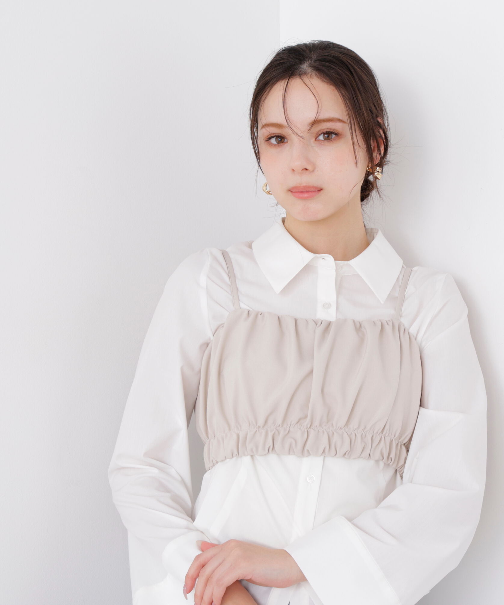 PROPORTION BODY DRESSING「ギャザービスチェ　26SS」|シャツ・ブラウス|アイボリー2