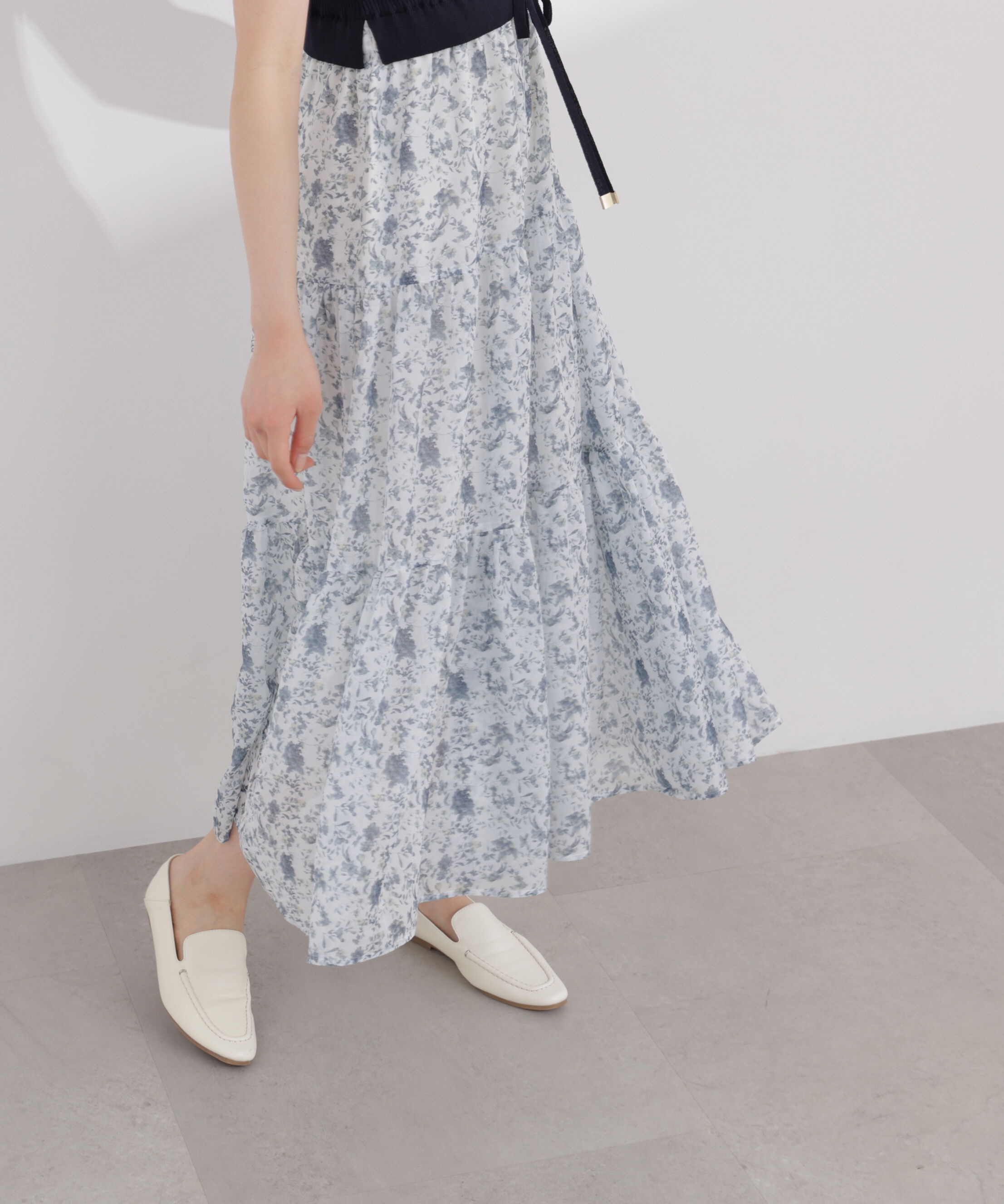 PROPORTION BODY DRESSING「半袖花柄ドッキングニットワンピース 26SS」|ワンピース|