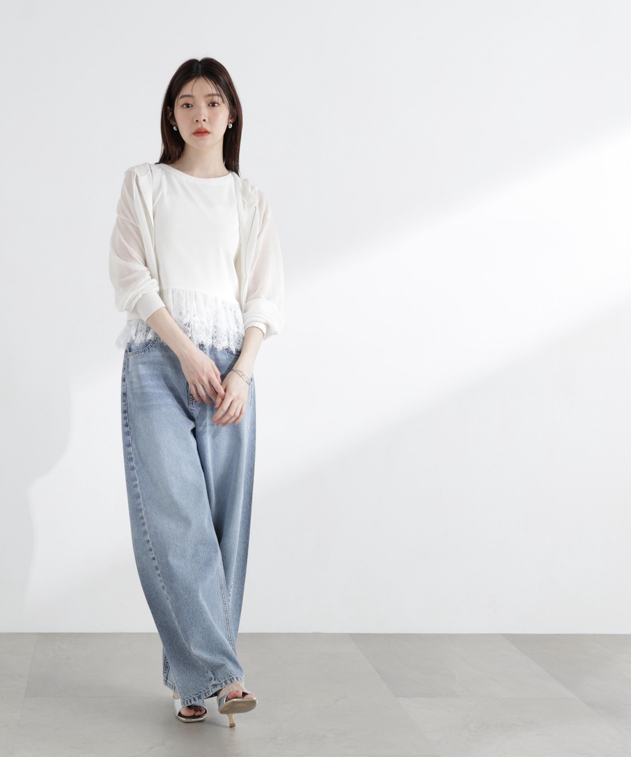 PROPORTION BODY DRESSING「〈a/mie〉シアーニットパーカー」|ニット・セーター|
