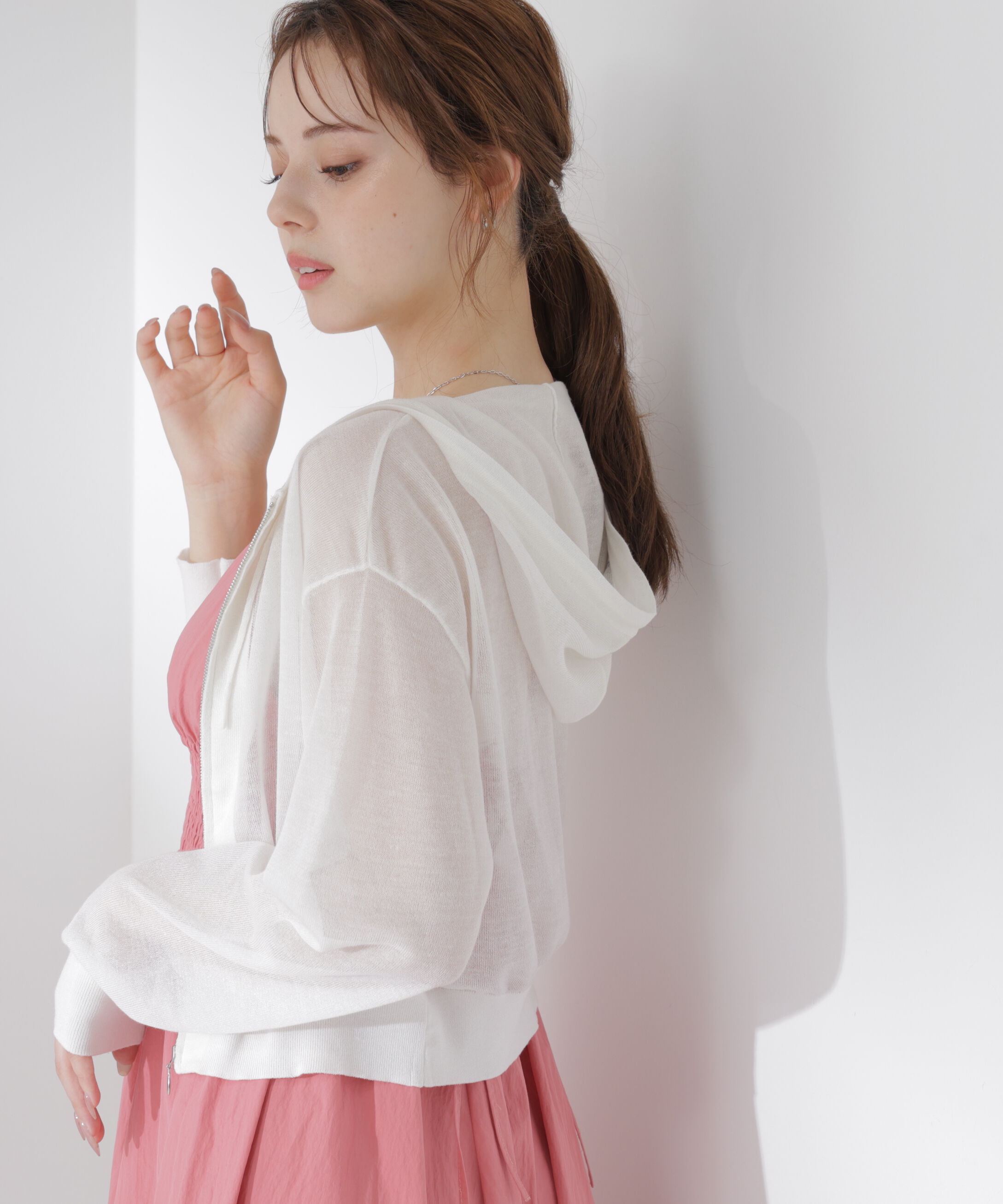 PROPORTION BODY DRESSING「〈a/mie〉シアーニットパーカー」|ニット・セーター|