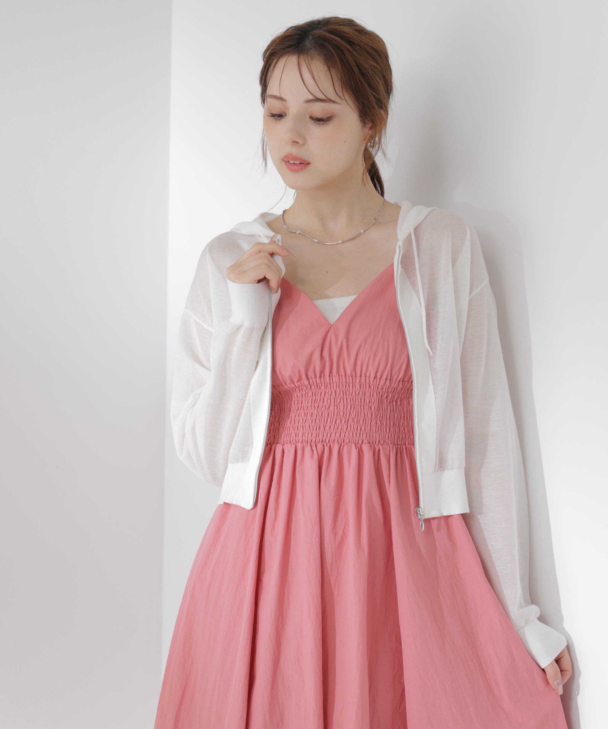 PROPORTION BODY DRESSING「〈a/mie〉シアーニットパーカー」|ニット・セーター|