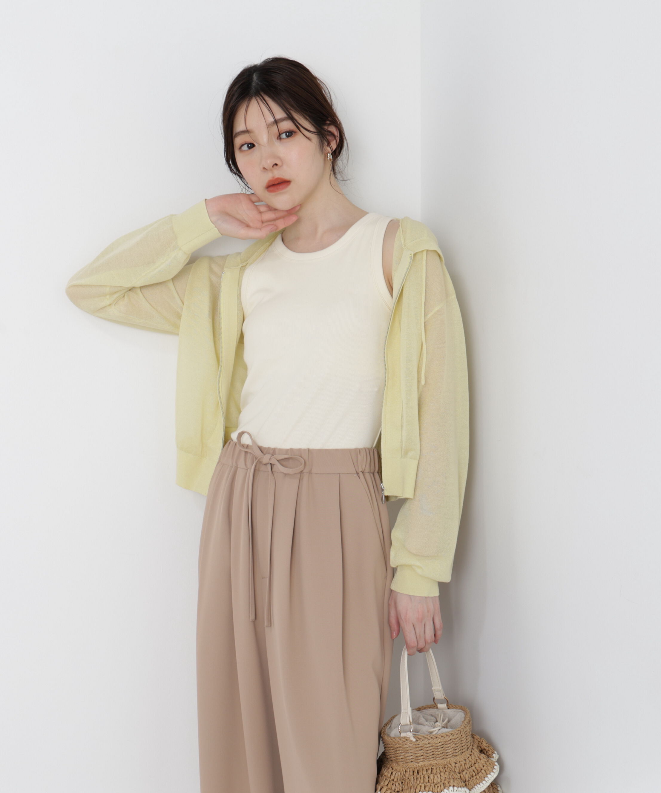 PROPORTION BODY DRESSING「〈a/mie〉シアーニットパーカー」|ニット・セーター|