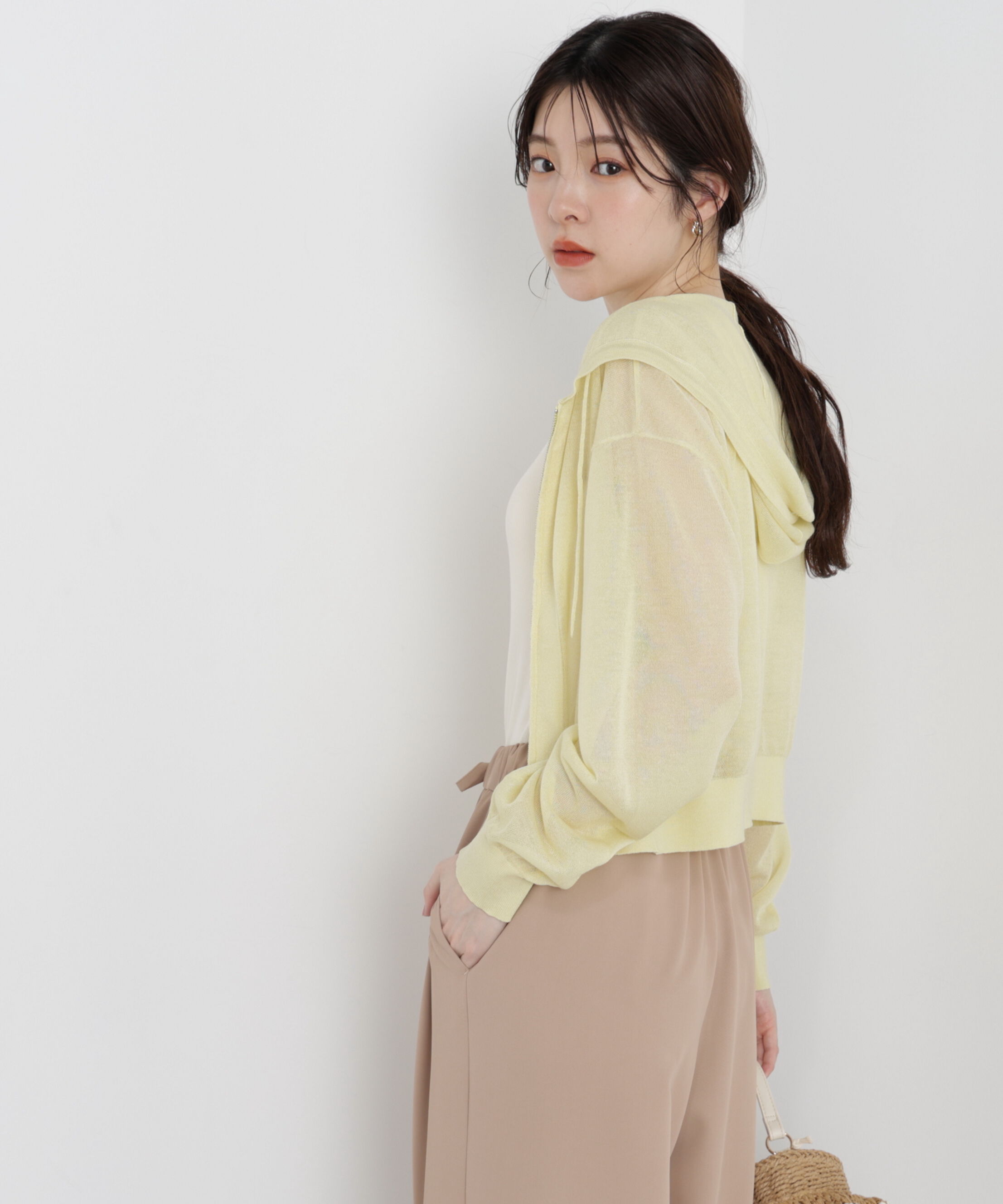 PROPORTION BODY DRESSING「〈a/mie〉シアーニットパーカー」|ニット・セーター|