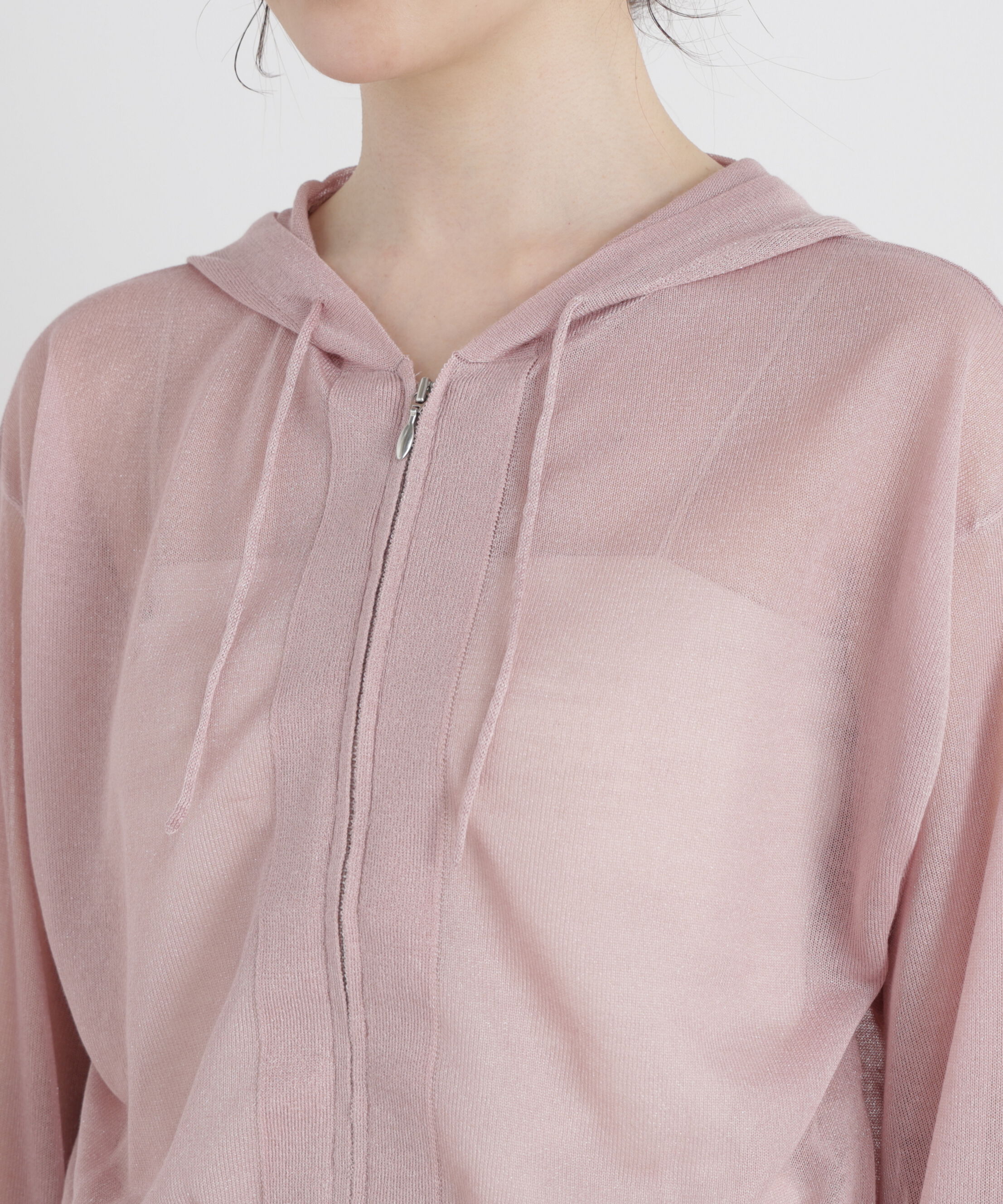 PROPORTION BODY DRESSING「〈a/mie〉シアーニットパーカー」|ニット・セーター|