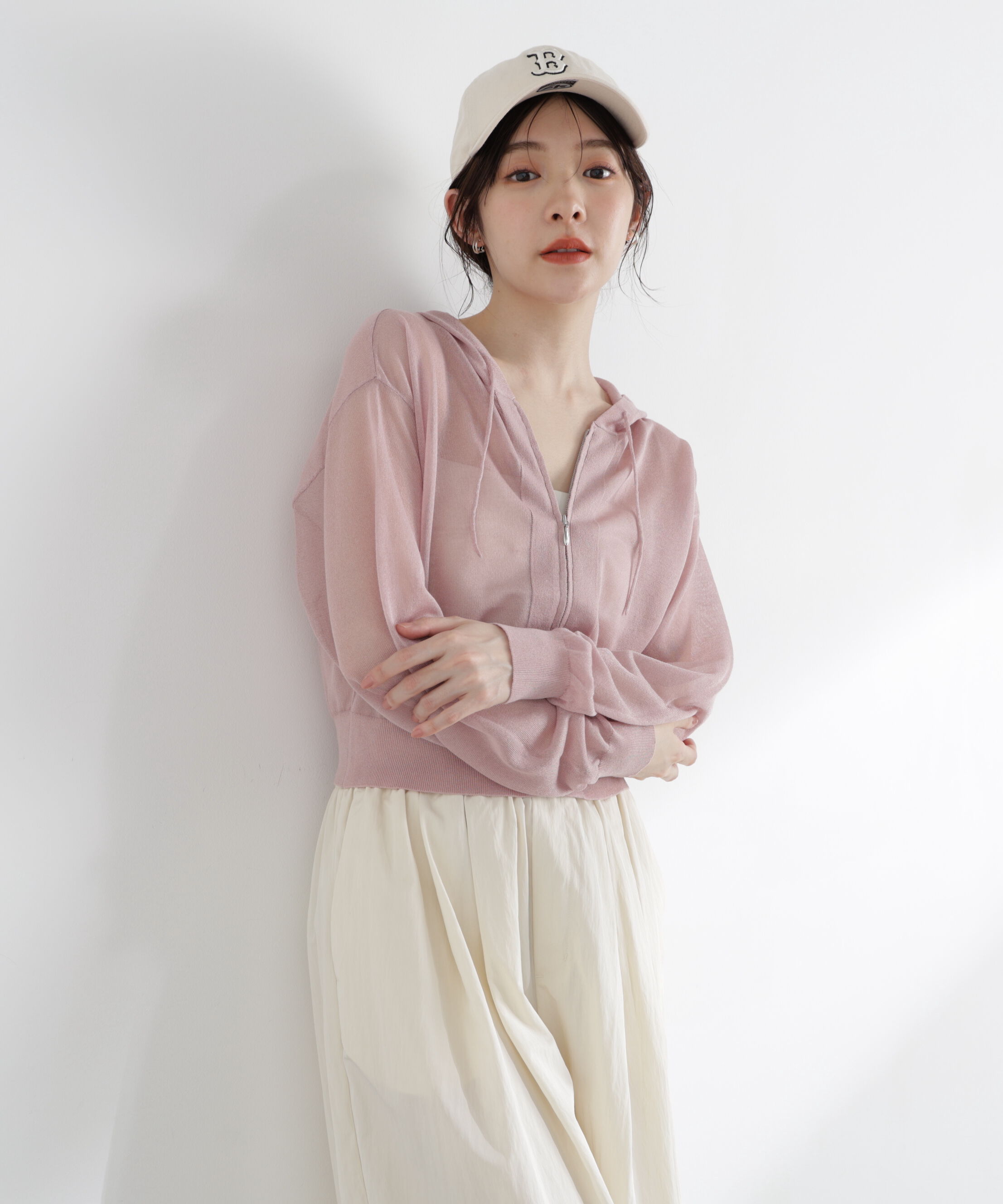 PROPORTION BODY DRESSING「〈a/mie〉シアーニットパーカー」|ニット・セーター|