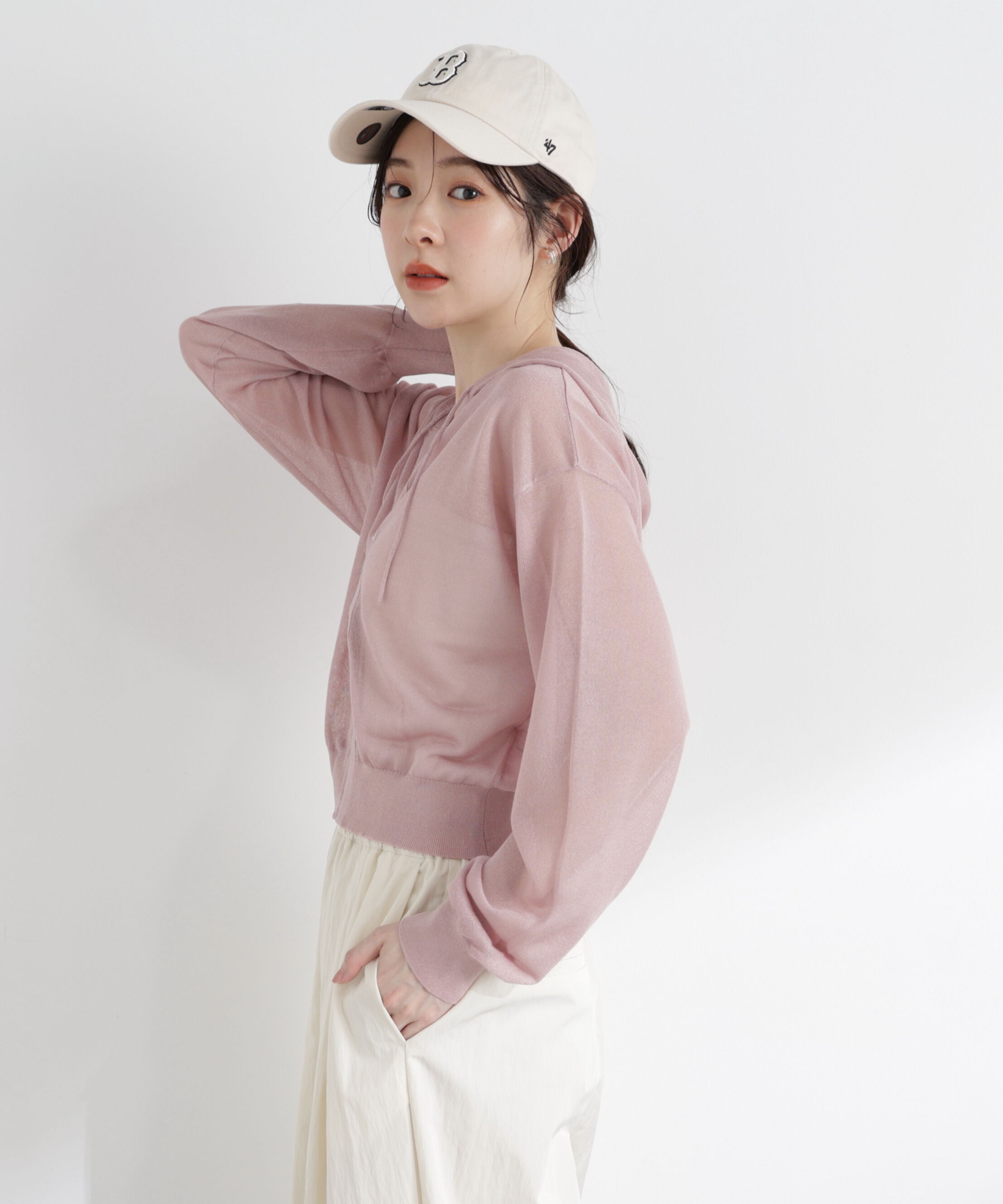 PROPORTION BODY DRESSING「〈a/mie〉シアーニットパーカー」|ニット・セーター|