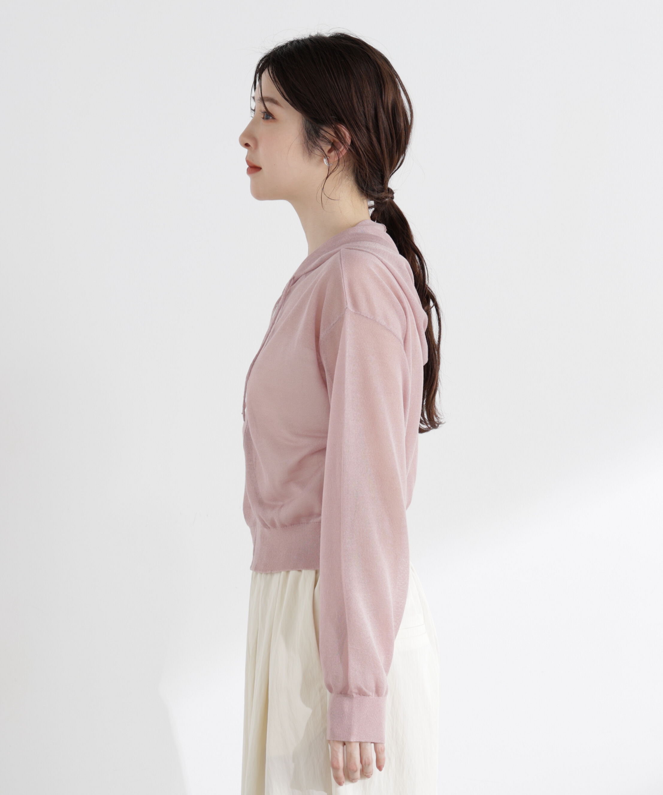 PROPORTION BODY DRESSING「〈a/mie〉シアーニットパーカー」|ニット・セーター|