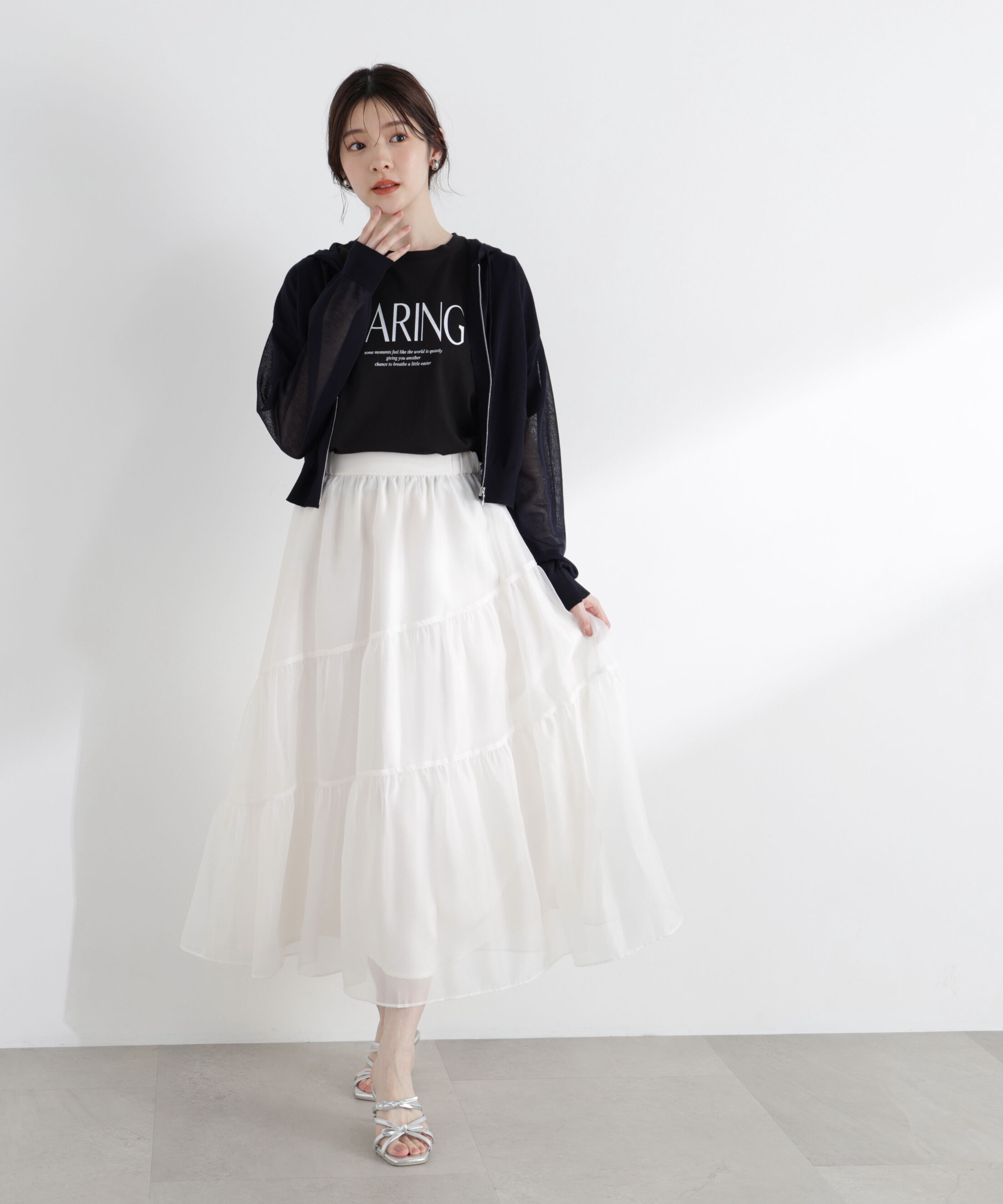 PROPORTION BODY DRESSING「〈a/mie〉シアーニットパーカー」|ニット・セーター|