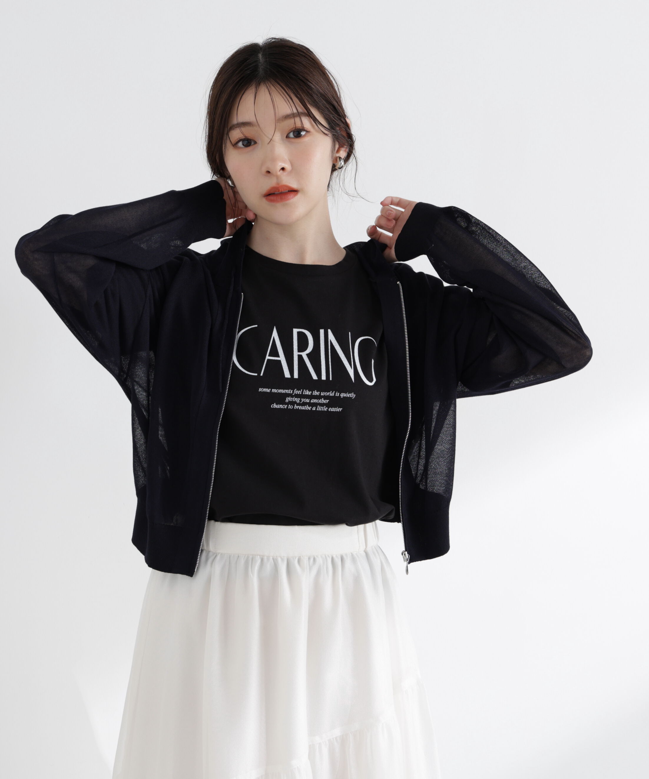 PROPORTION BODY DRESSING「〈a/mie〉シアーニットパーカー」|ニット・セーター|