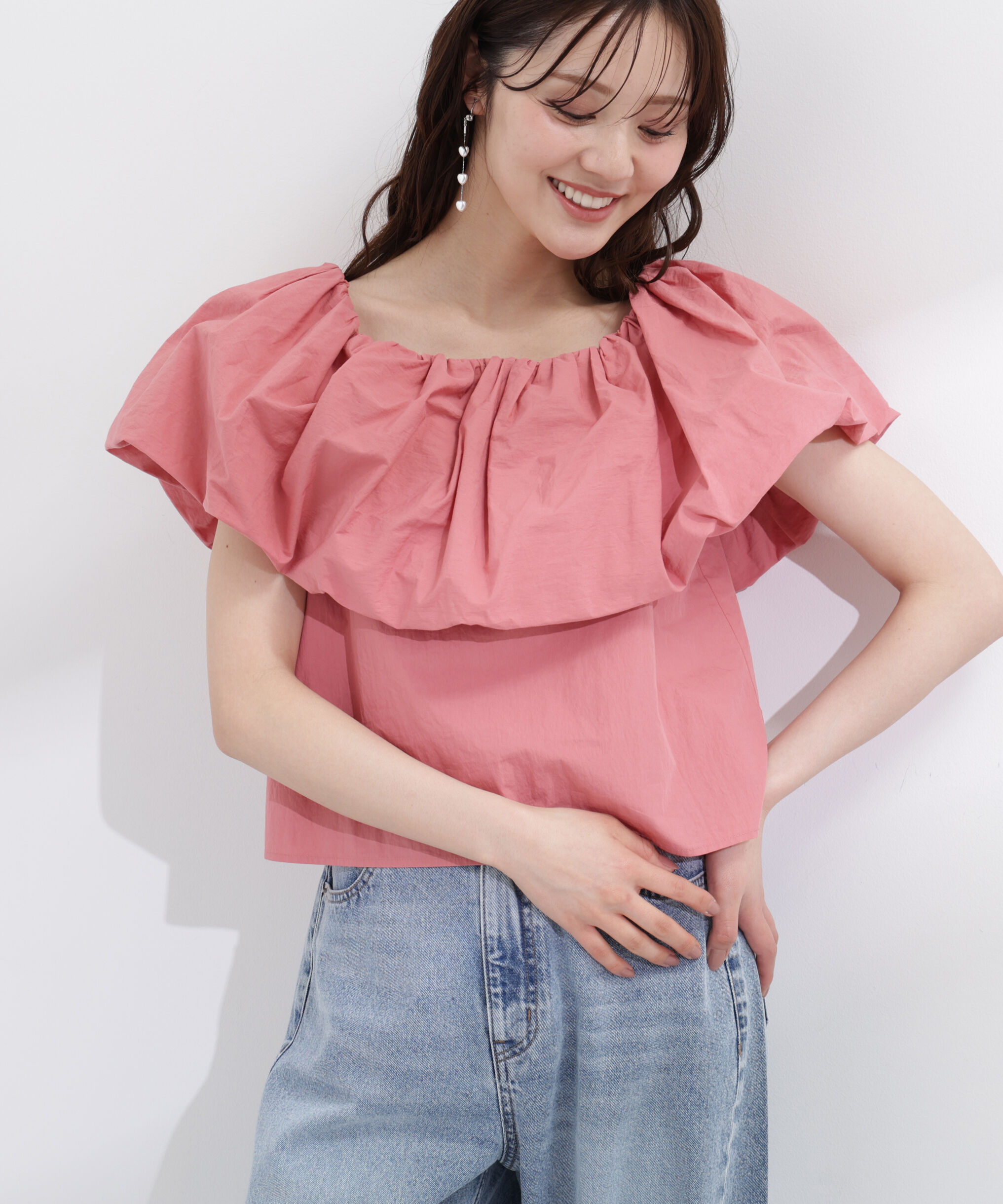 PROPORTION BODY DRESSING「バルーンオフショルブラウス　26SS」|シャツ・ブラウス|ピンク