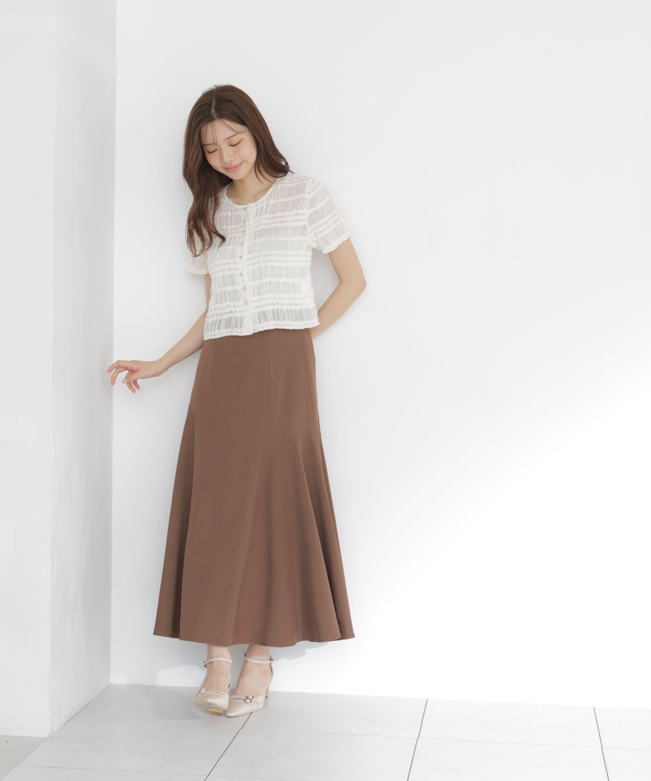 PROPORTION BODY DRESSING「＜a/mie＞フリルシャーリングブラウス」|シャツ・ブラウス|