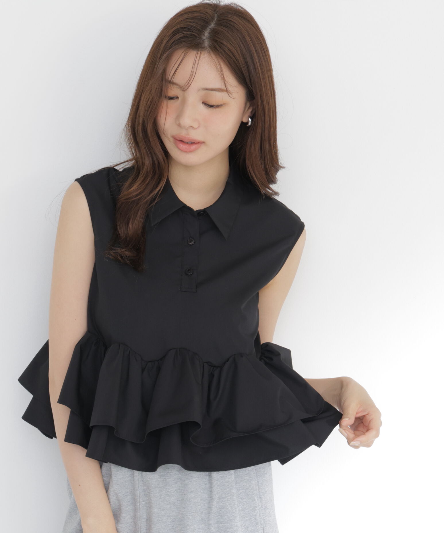 PROPORTION BODY DRESSING「＜a/mie＞フリルヘムブラウス」|シャツ・ブラウス|