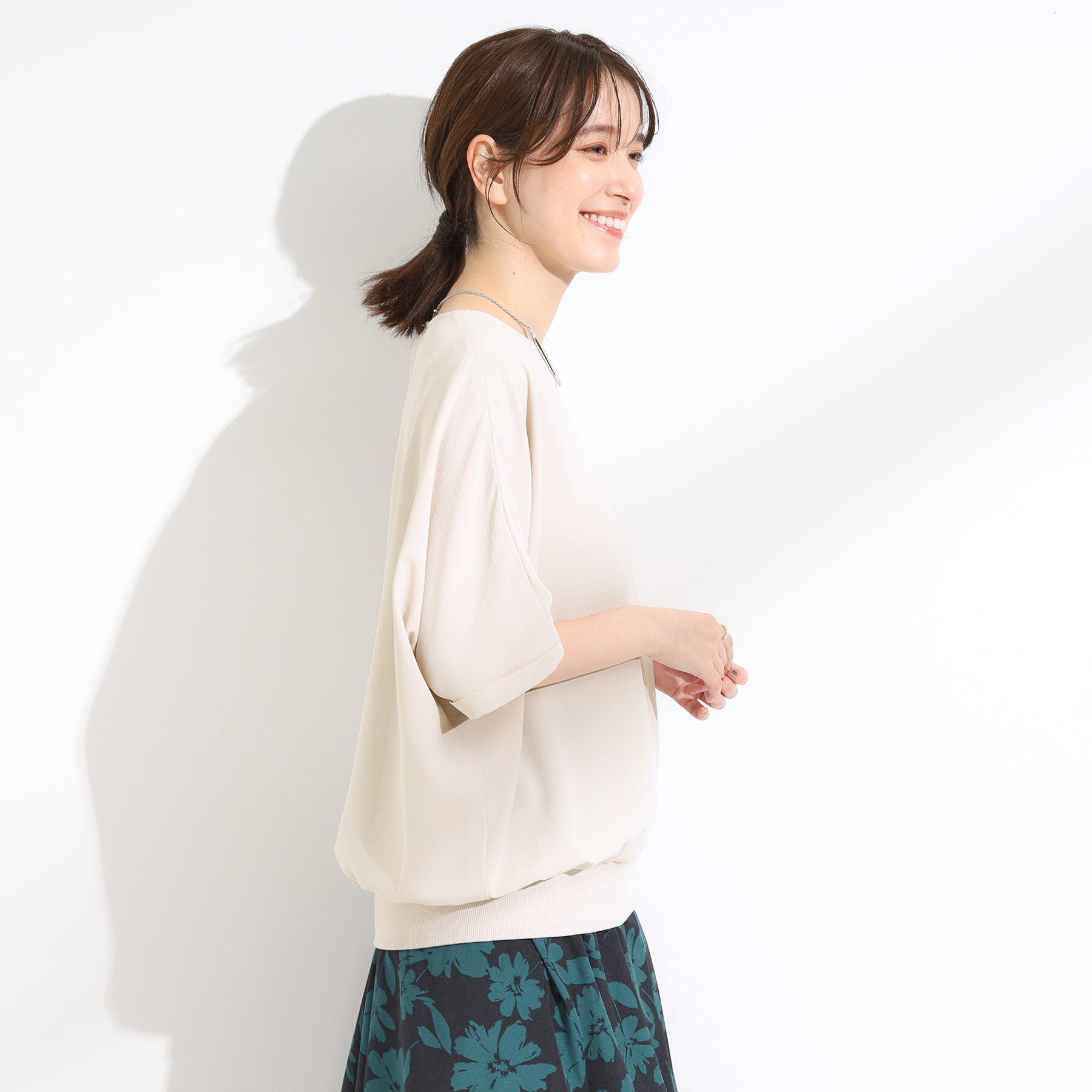 SHOO･LA･RUE「【洗濯後しわになりにくい】さらっとタッチの 5分袖ドルマンブラウス」|シャツ・ブラウス|