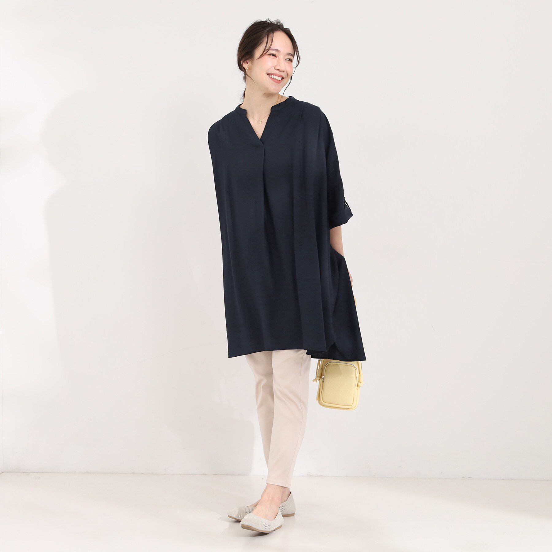 SHOO･LA･RUE「【ひんやり/S-LL】すっぽり体型カバー スキッパードルマンチュニック」|チュニック|