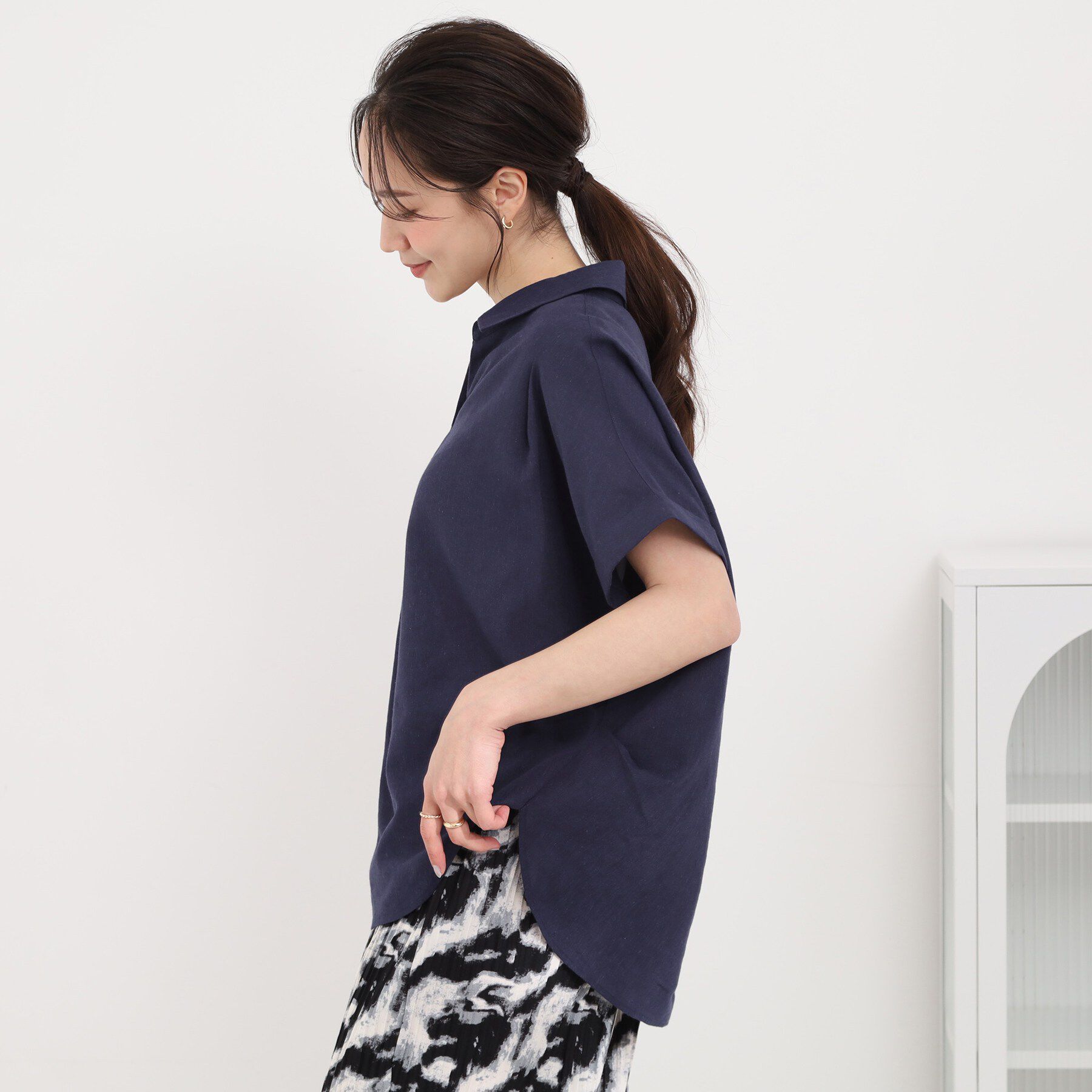 SHOO･LA･RUE「【ひんやり/UV】インせず着られる フレンチリネンスキッパーシャツ」|シャツ・ブラウス|