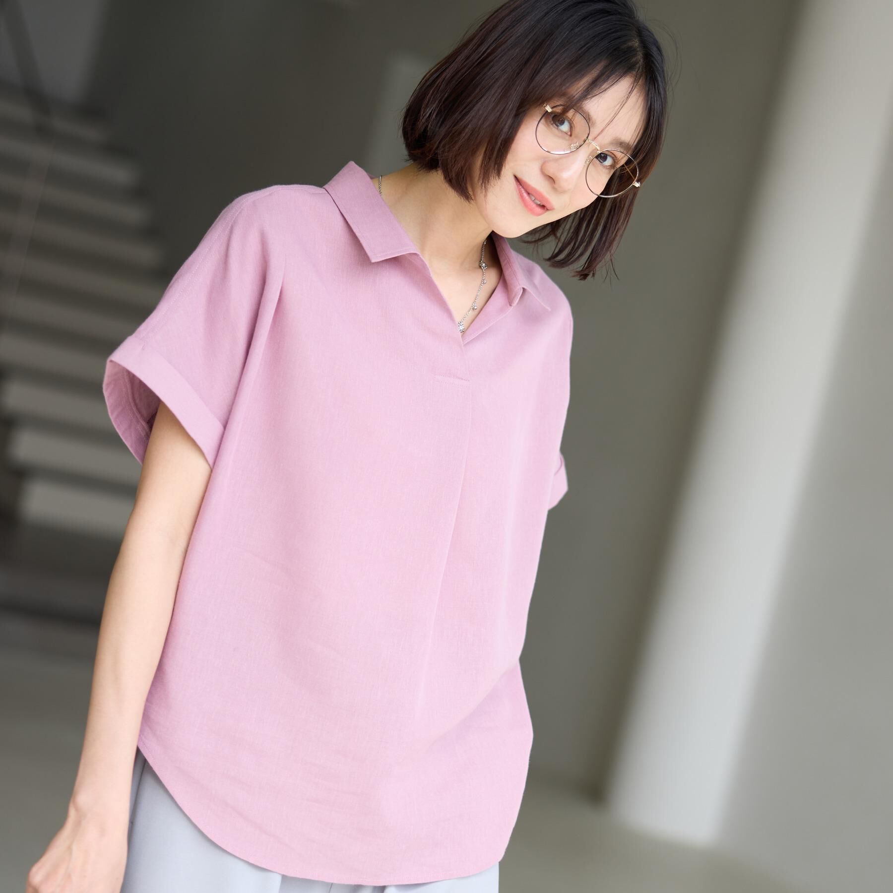 SHOO･LA･RUE「【ひんやり/UV】インせず着られる フレンチリネンスキッパーシャツ」|シャツ・ブラウス|