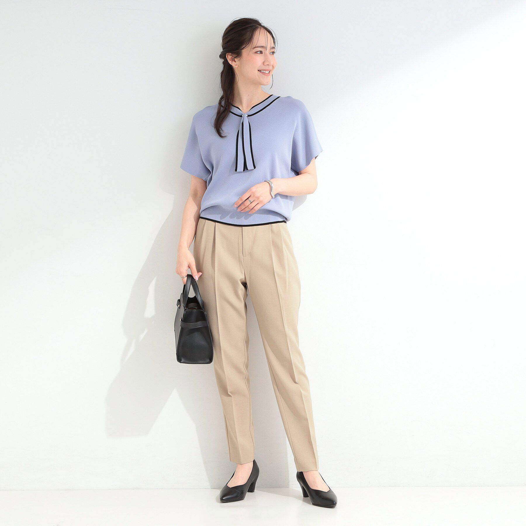 SHOO･LA･RUE「【ひんやり／UV／通勤】洗濯後しわになりにくい タックテーパードパンツ」|その他|