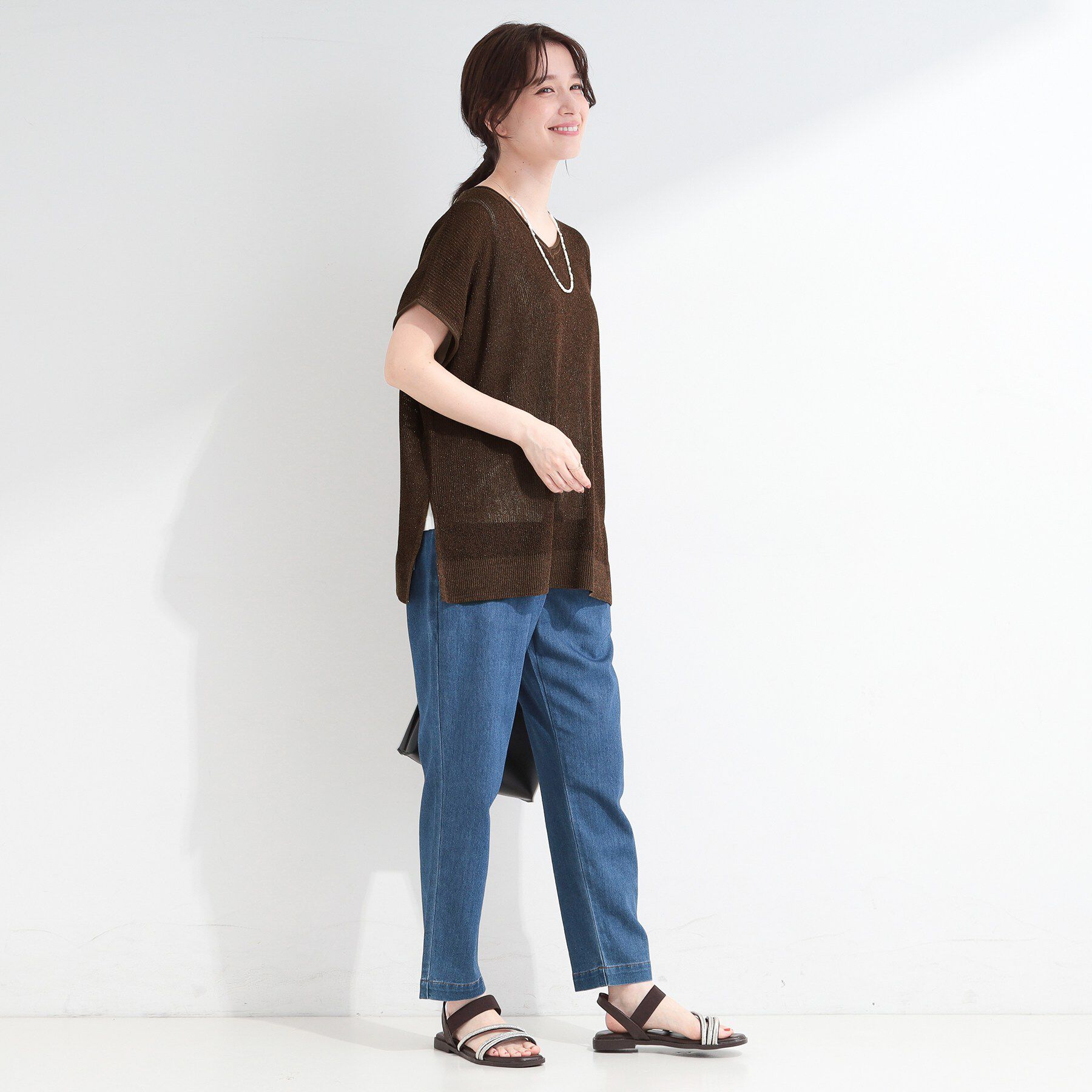 SHOO･LA･RUE「【2点セット/前後2WAY/洗濯機可/S-LL】体型カバーも叶う ラメ畦ニット+タンクトップ」|その他|