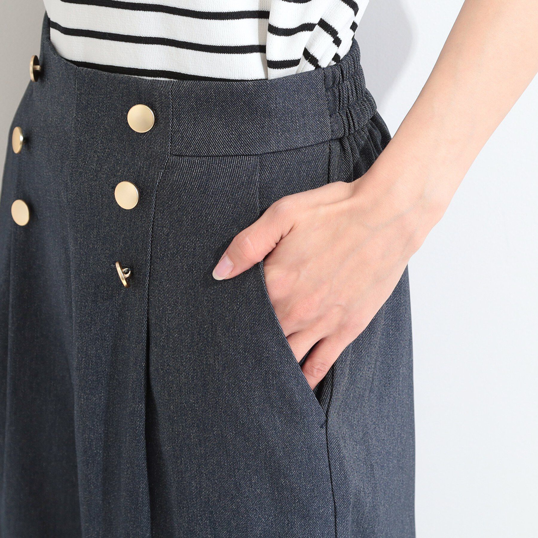 SHOO･LA･RUE「【S-LL/洗濯機可】金ボタンが上品 デニム調マリンパンツ」|その他|