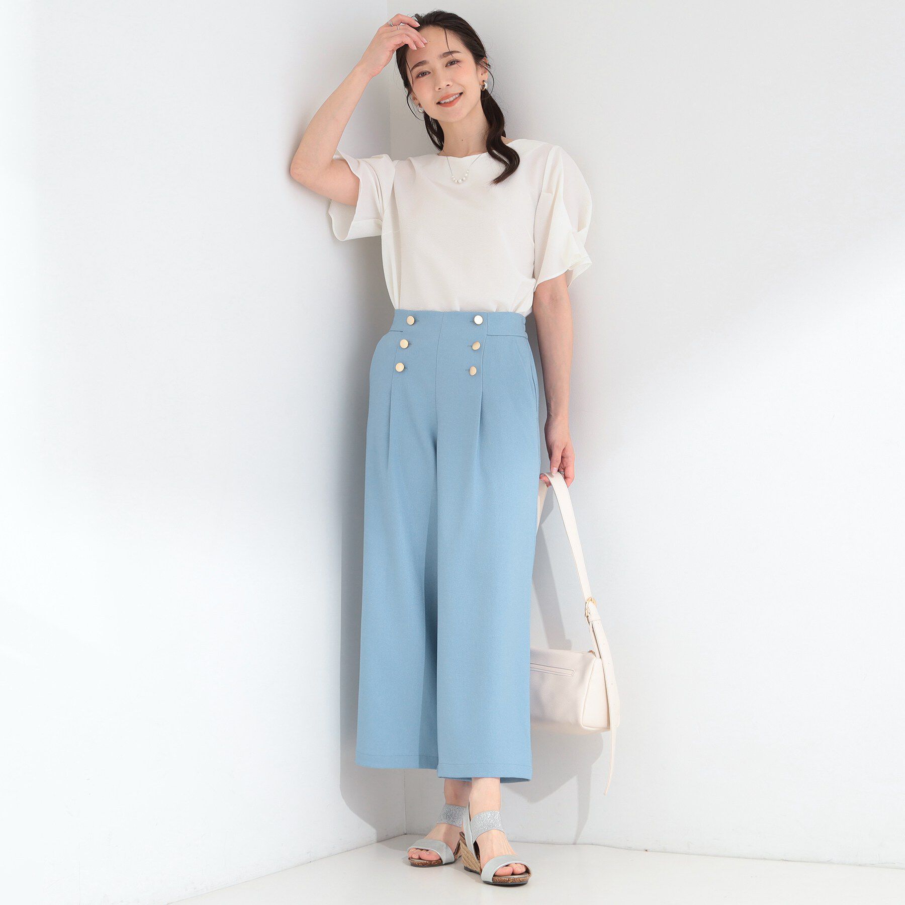 SHOO･LA･RUE「【S-LL/洗濯機可】金ボタンが上品 デニム調マリンパンツ」|その他|