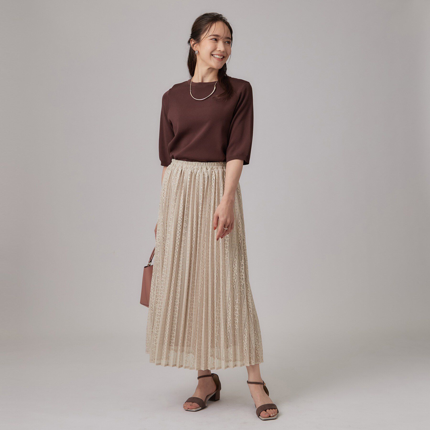 SHOO･LA･RUE「【S－LL】ゆれるレースとシアー感がオトナかわいい レースプリーツスカート」|スカート|