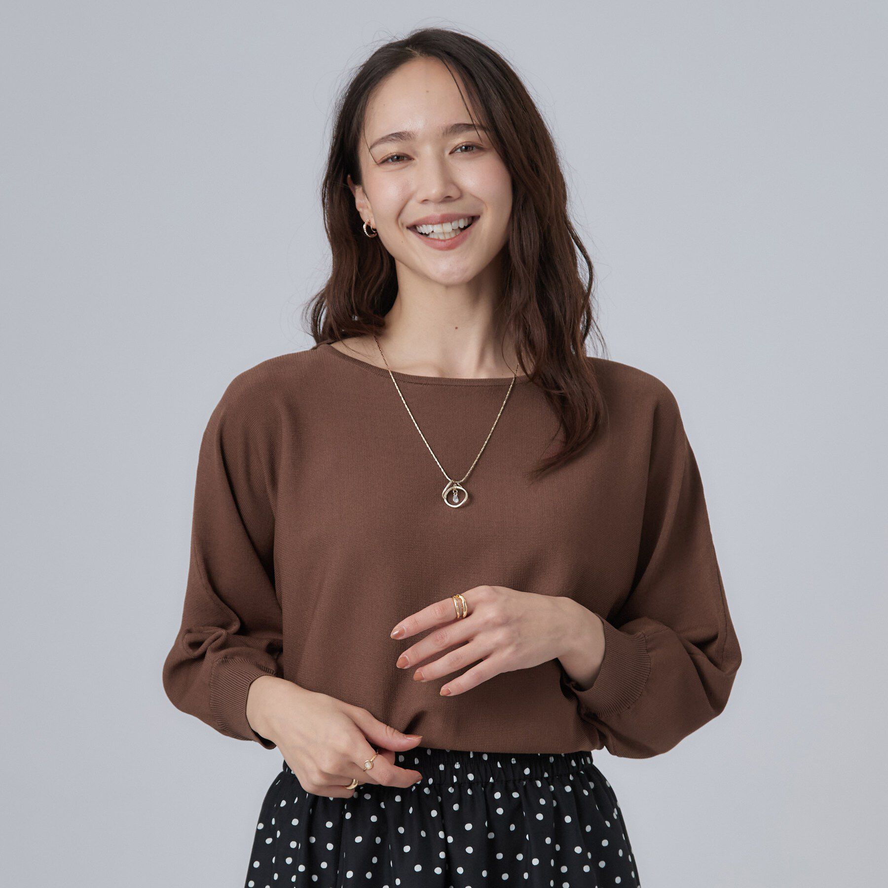 SHOO･LA･RUE「【洗濯機可】軽やかでさらっとしたタッチ すっきり見えドルマンニット」|ニット・セーター|