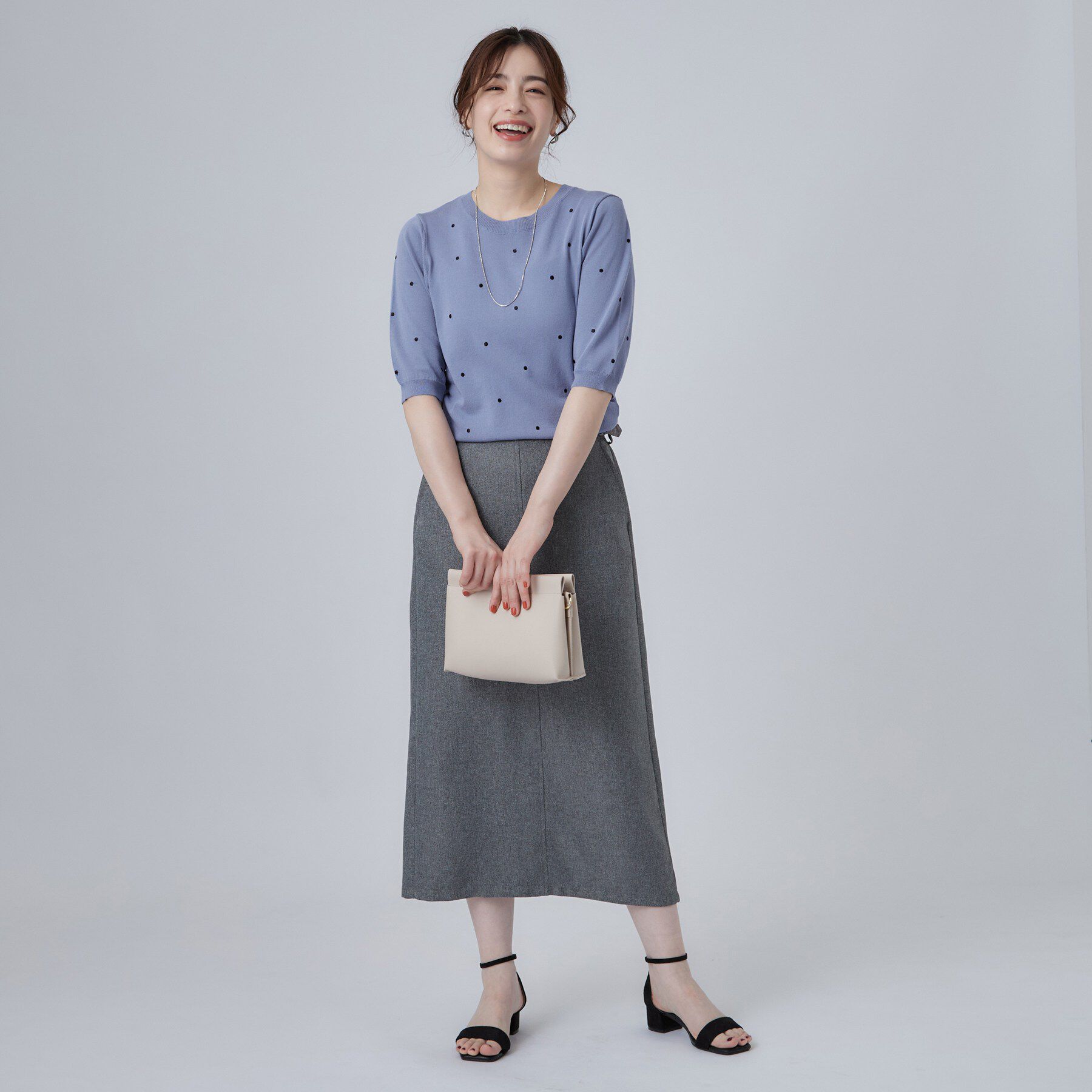 SHOO･LA･RUE「【ひんやり/S-LL】大人フェミニン ドット刺繍ニット」|ニット・セーター|