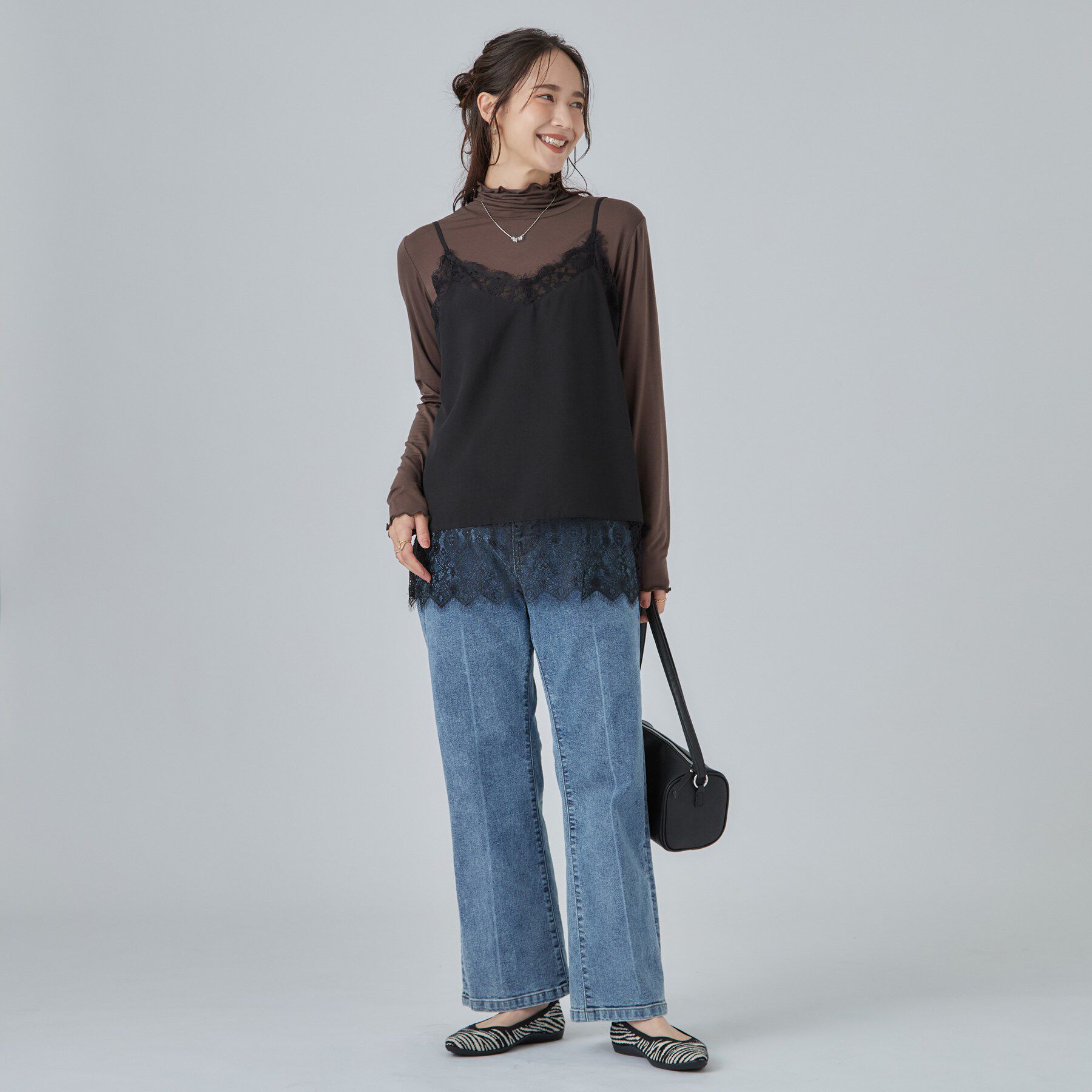 SHOO･LA･RUE「【洗濯機可/S-LL】体型カバーしながらこなれ見え。レース付きキャミソール」|Tシャツ・カットソー|